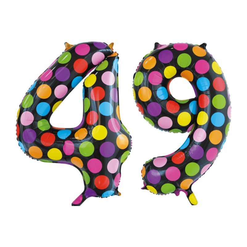 Folieballon 49 jaar stippen 86cm