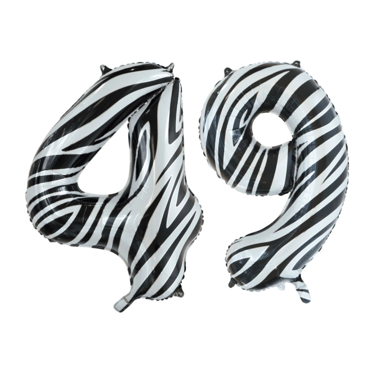 Folieballon 49 jaar zebra 86cm