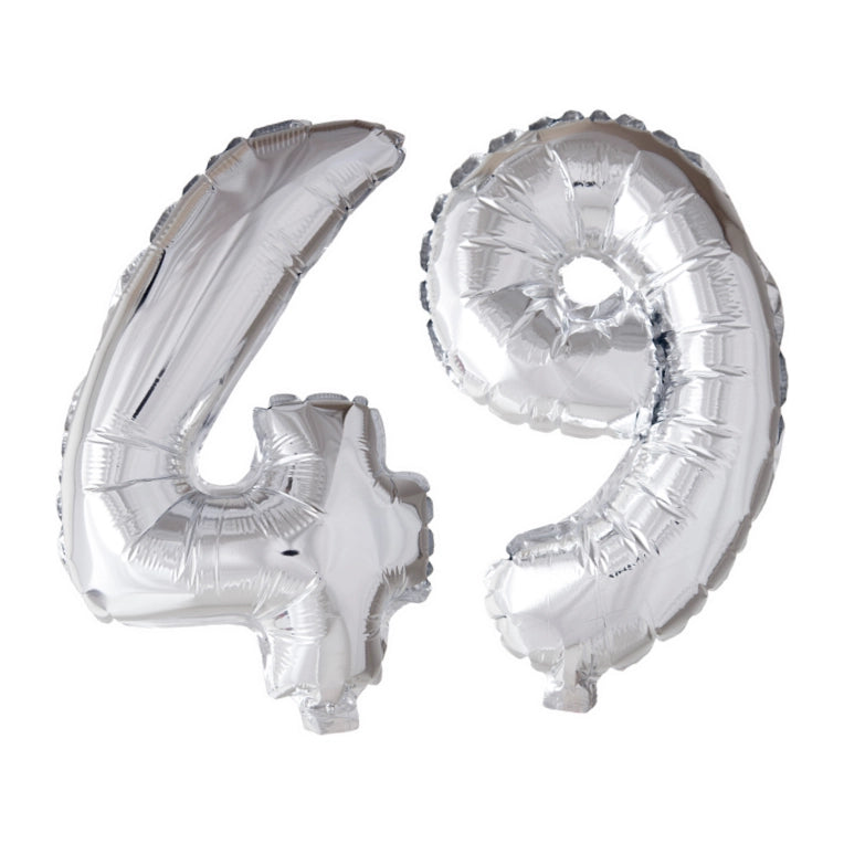 Folieballon 49 jaar Zilver 66cm