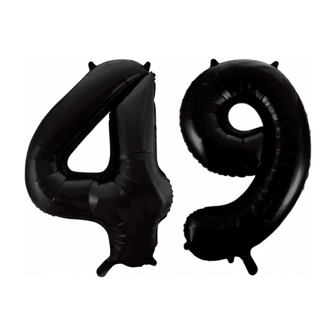 Folieballon 49 jaar zwart 41cm