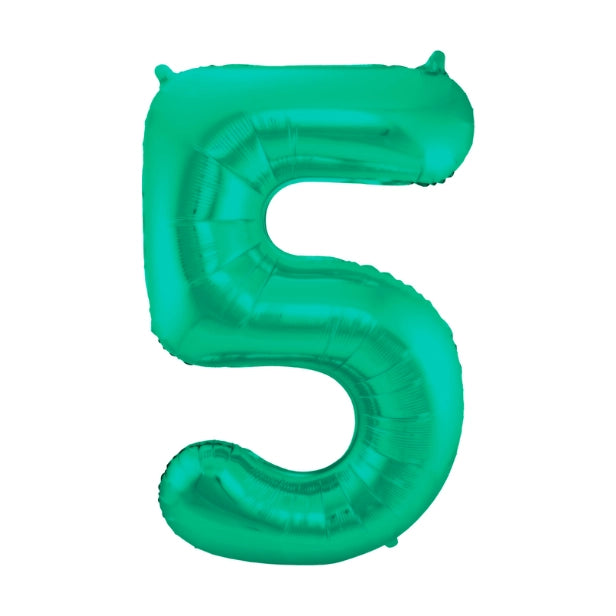 Folieballon 5 jaar metallic groen 86cm