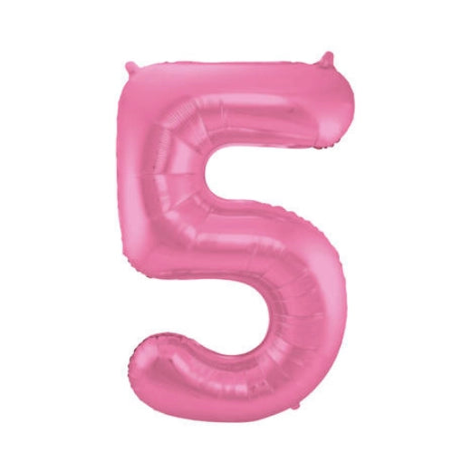 Folieballon 5 jaar metallic roze mat 86cm