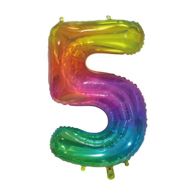 Folieballon 5 jaar Regenboog 76cm