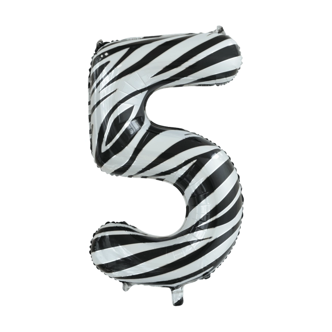 Folieballon 5 jaar zebra 86cm