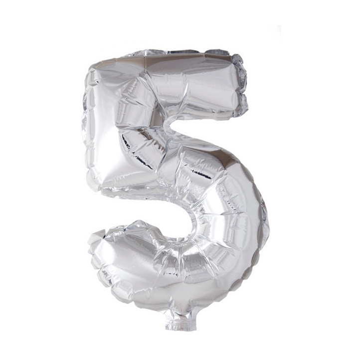 Folieballon 5 jaar Zilver 66cm