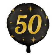 Folieballon 50  jaar - goud zwart - 45cm