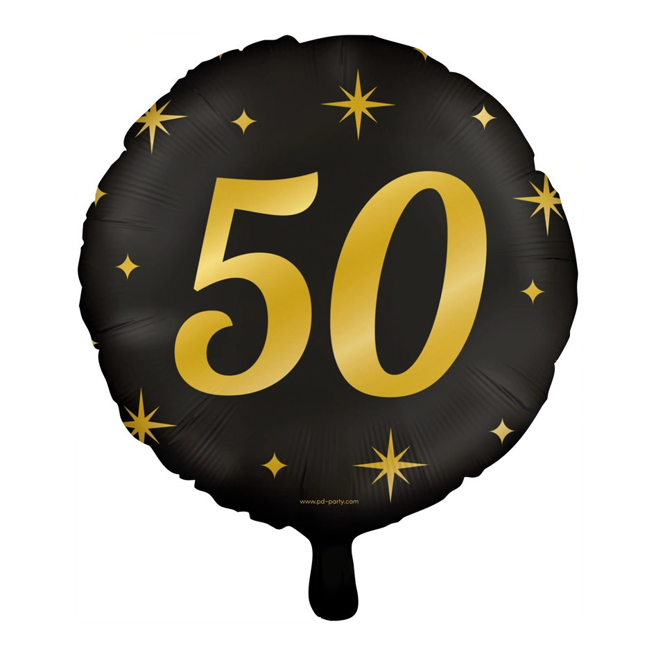 Folieballon 50  jaar - goud zwart - 45cm