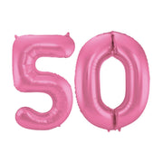 Folieballon 50 jaar metallic roze mat 86cm