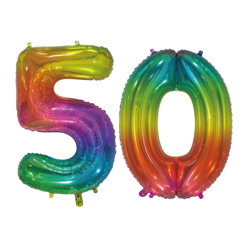 Folieballon 50 jaar Regenboog 76cm