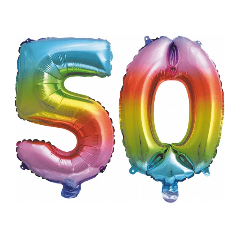 Folieballon 50 jaar Regenboog 86cm