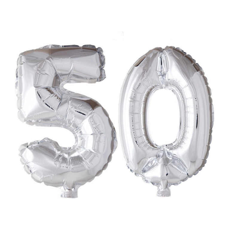 Folieballon 50 jaar Zilver 66cm