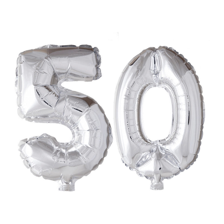 Folieballon 50 jaar zilver 86cm