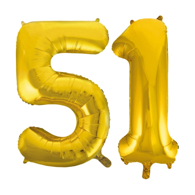 Folieballon 51 jaar Goud 66cm