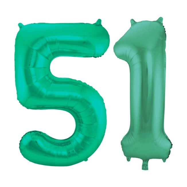 Folieballon 51 jaar metallic groen 86cm