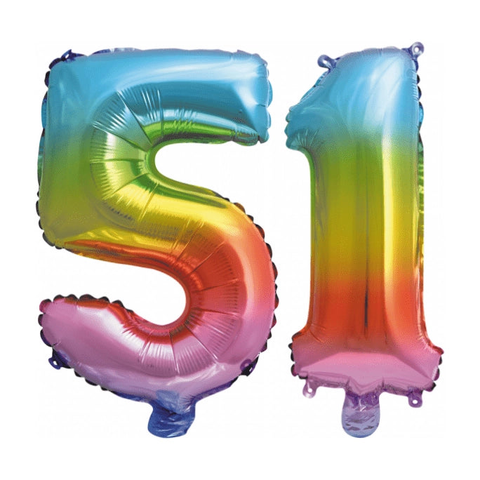 Folieballon 51 jaar Regenboog 41cm