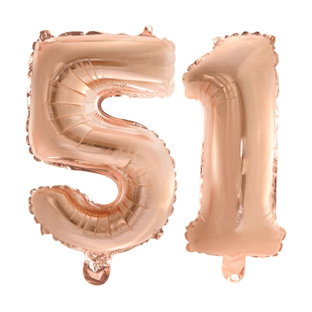 Folieballon 51 jaar Rosé Goud 41cm