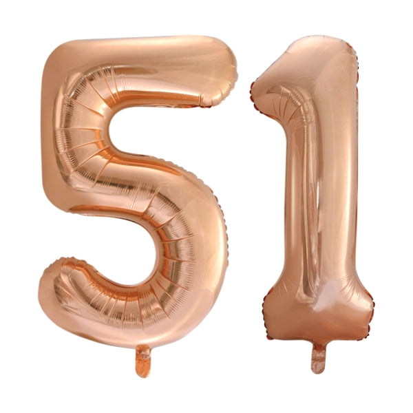Folieballon 51 jaar Rose Goud 66cm