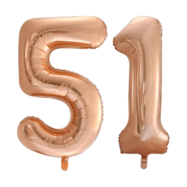 Folieballon 51 jaar Rosé Goud 86cm