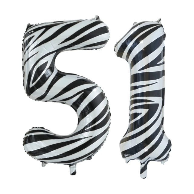Folieballon 51 jaar zebra 86cm