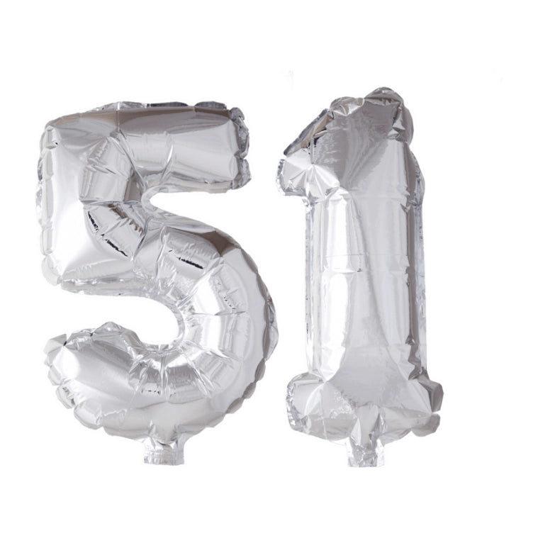 Folieballon 51 jaar zilver 41cm