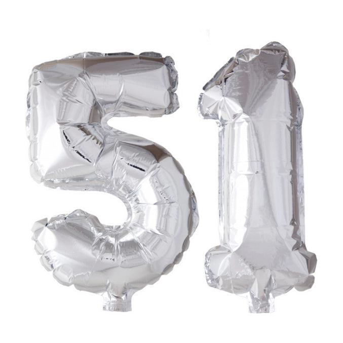 Folieballon 51 jaar Zilver 66cm