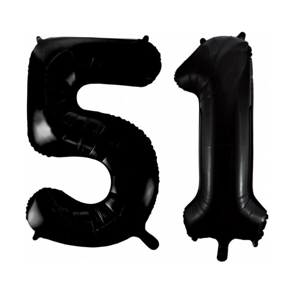 Folieballon 51 jaar zwart 41cm