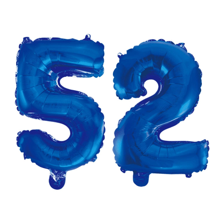 Folieballon 52 jaar blauw 86cm
