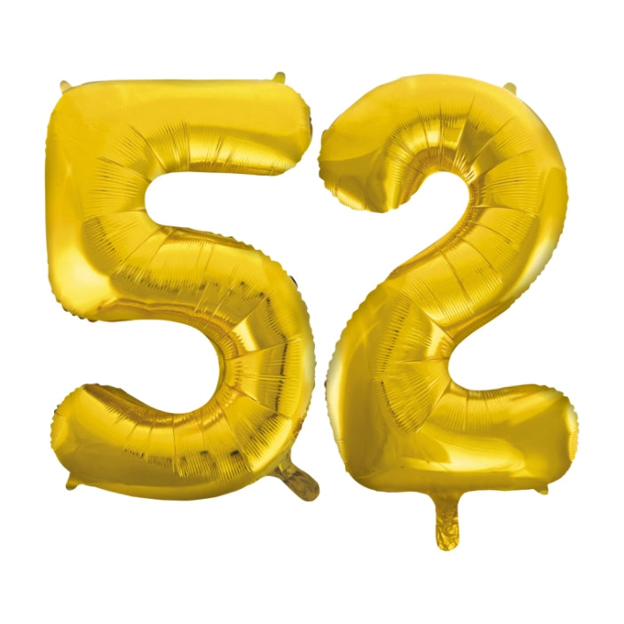 Folieballon 52 jaar Goud 66cm