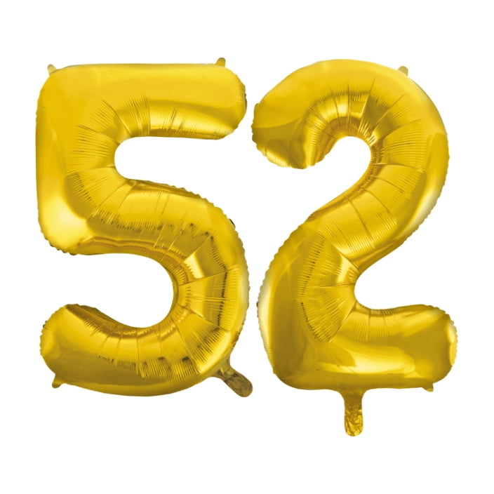 Folieballon 52 jaar Goud 86cm