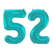 Folieballon 52 jaar metallic pastel aqua mat 86cm
