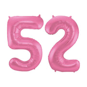 Folieballon 52 jaar metallic roze mat 86cm