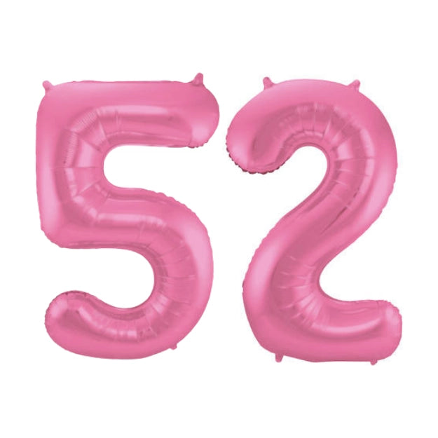 Folieballon 52 jaar metallic roze mat 86cm
