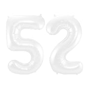 Folieballon 52 jaar metallic wit 86cm