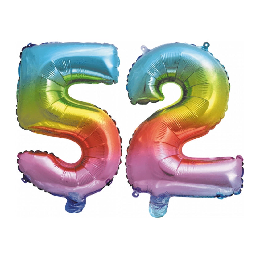 Folieballon 52 jaar Regenboog 41cm