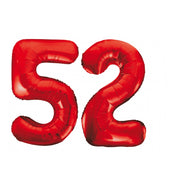 Folieballon 52 jaar rood 86cm