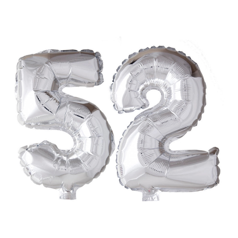 Folieballon 52 jaar Zilver 66cm