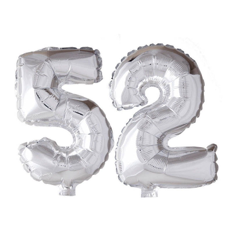 Folieballon 52 jaar zilver 86cm
