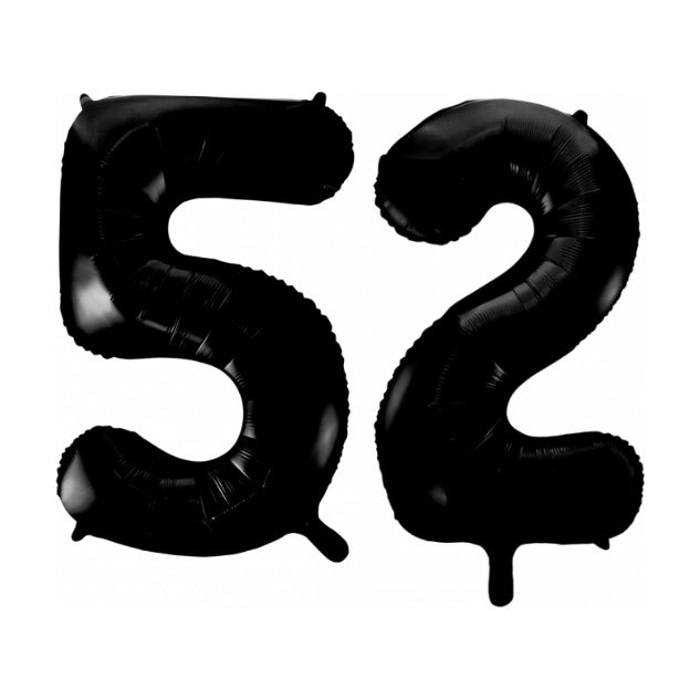 Folieballon 52 jaar zwart 86cm