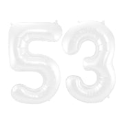 Folieballon 53 jaar metallic wit 86cm