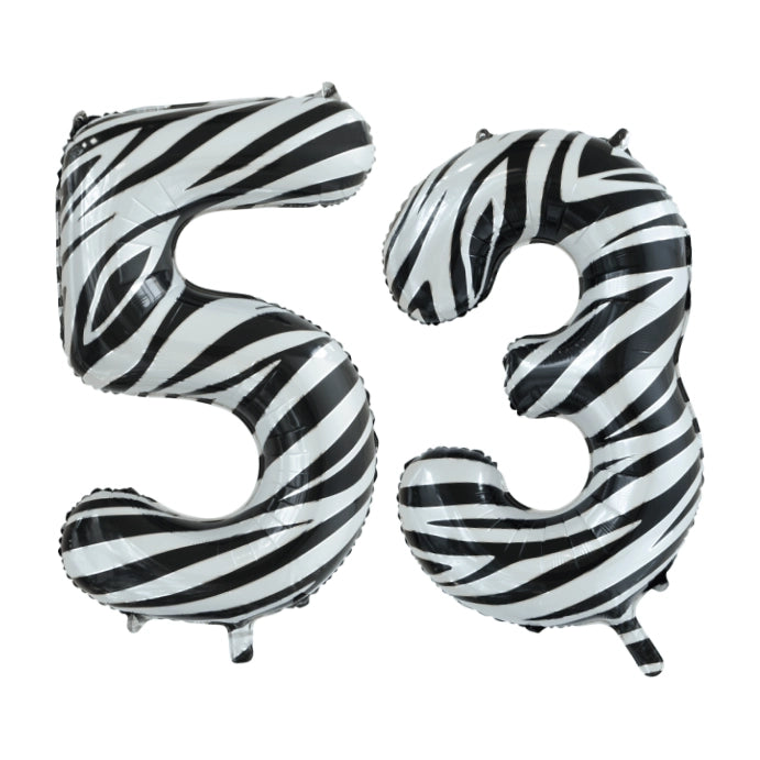 Folieballon 53 jaar zebra 86cm