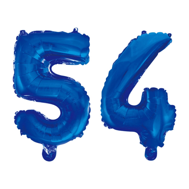 Folieballon 54 jaar blauw 41cm