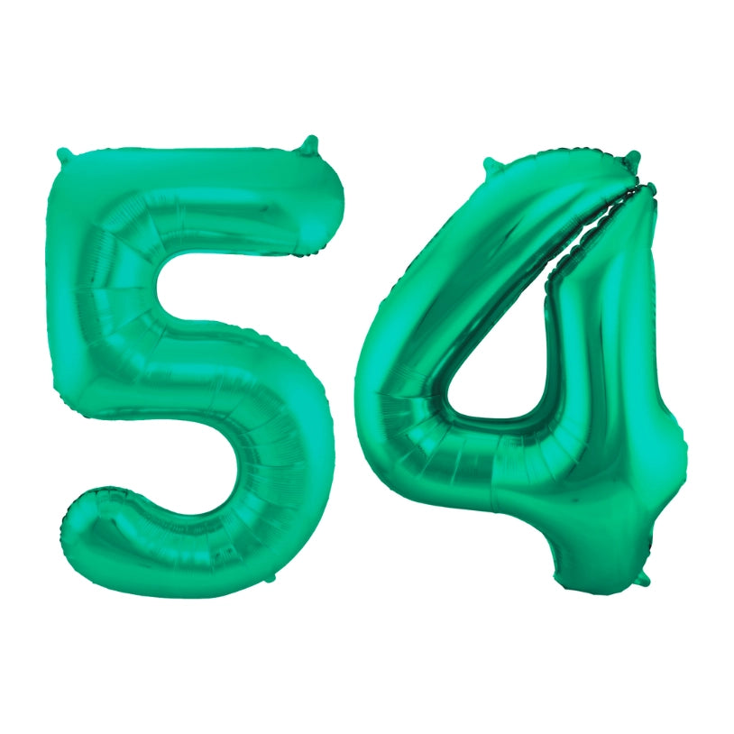 Folieballon 54 jaar metallic groen 86cm