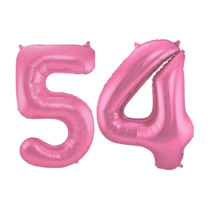 Folieballon 54 jaar metallic roze mat 86cm