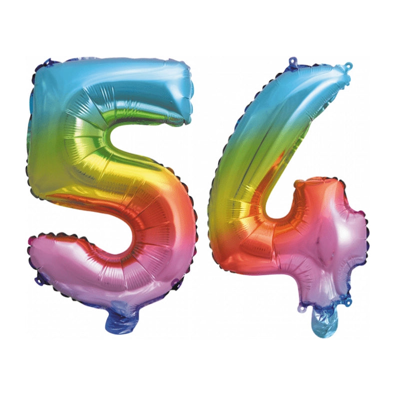 Folieballon 54 jaar Regenboog 41cm