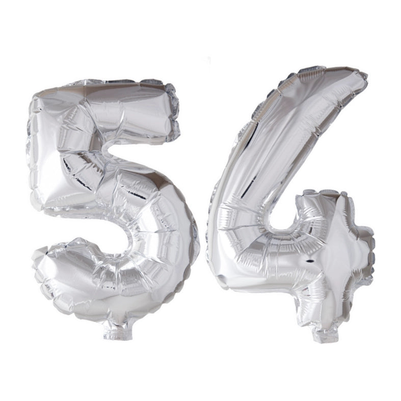 Folieballon 54 jaar Zilver 66cm