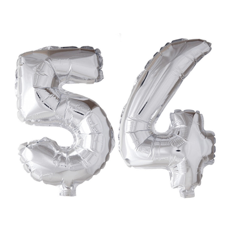 Folieballon 54 jaar zilver 86cm