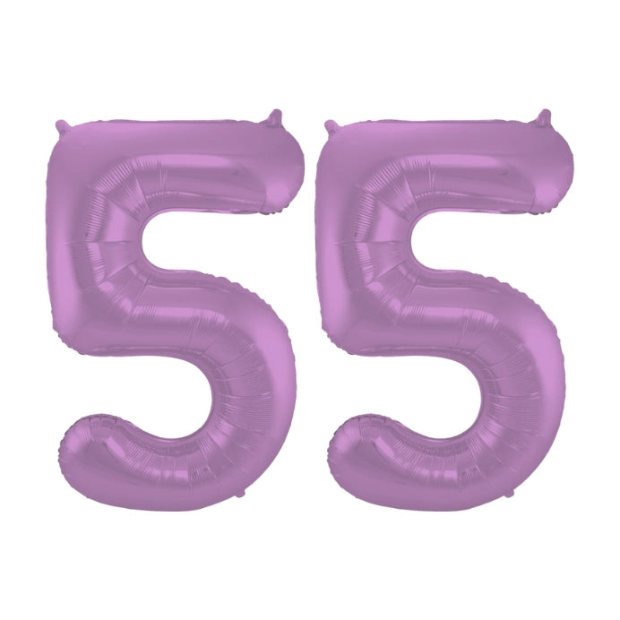 Folieballon 55 jaar metallic paars 86cm