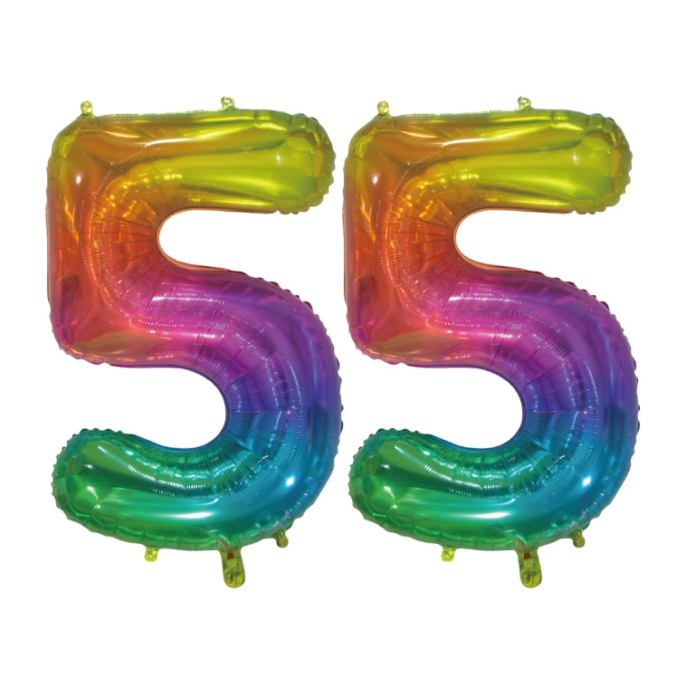 Folieballon 55 jaar Regenboog 76cm