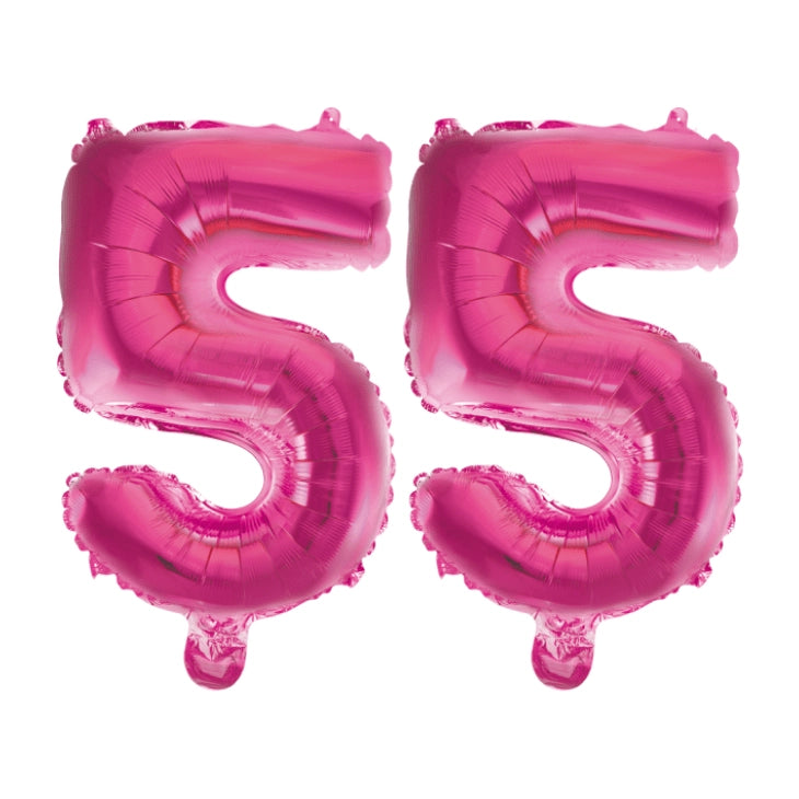 Folieballon 55 jaar roze 41cm