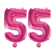 Folieballon 55 jaar roze 86cm